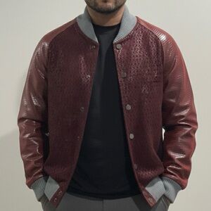 Mr. Nieves Men’s Suede Varsity Jacket